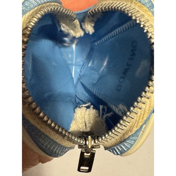 Vintage Mini Bowling Bag Shaped Small Change Coin Purse Vinyl Blue & White - Picture 4 of 5